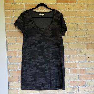 Z Supply Black and Gray Camo Sway Mini Tee Dress